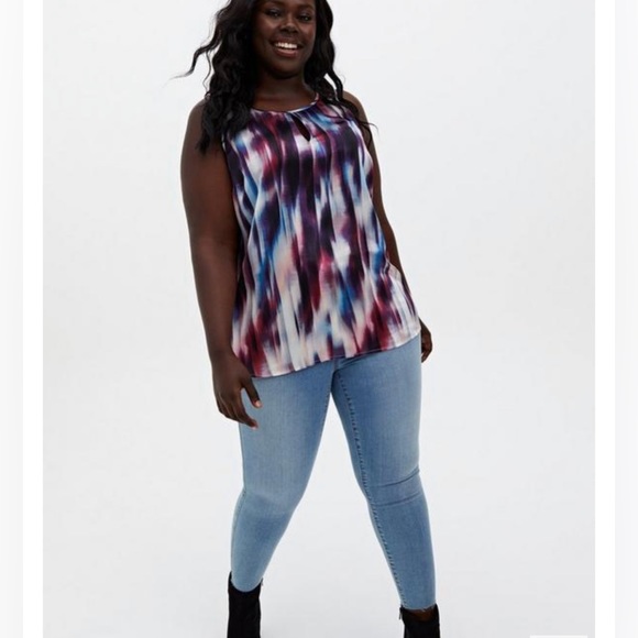 TORRID Multi Tie-Dye Stripe Shine Gauze Swing Tank - Picture 2 of 6